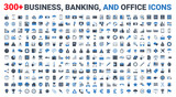 Fototapeta  - Set business, banking and finance icons set glyph blue. Icons for business, management, finance, strategy, banking, marketing and accounting for mobile concepts and web. Modern pictogram