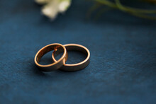 Studio Shot Of Pair Of Golden Wedding Rings