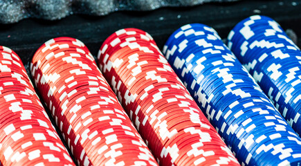 Sticker - Stacks of red and blue poker chips