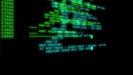 3d illustration - Hacker code running down a computer screen terminal