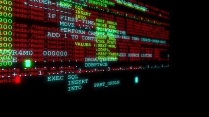 3d illustration - Hacker code running down a computer screen terminal