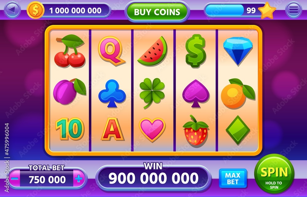 Casino slot machine gameplay interface for mobile app. Jackpot ui ...