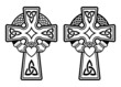 Irish Celtic cross with Claddagh ring - heart and hands vector design set - St Patrick's Day celebration in Ireland
