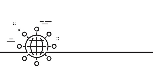 Business networking line icon. International work symbol. Global communication sign. Minimal line illustration background. International globe line icon pattern banner. Vector