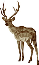 Deer Low Poly Illustration. Stag, Reindeer Polygonal Isolated