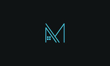 Uppercase Letter M Logo With Window Design, Monogram Emblem Business Project In The Thin Lines, For Stylish Business Cards Premium Vector