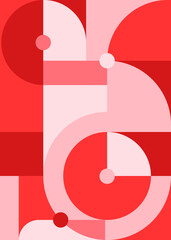 Wall Mural - poster with red geometric shapes. placard design in abstract style.