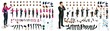 Large isometric Set of gestures of hands and feet of a woman and man 3d business lady. Create your own isometric character in stylish clothes, an office worker for vector illustrations