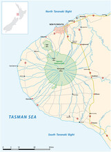 Road Map Of The Taranaki Peninsula, New Zealand