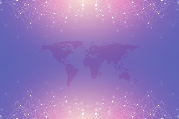 Wall Mural - technology abstract background with connected line and dots. big data visualization. artificial inte