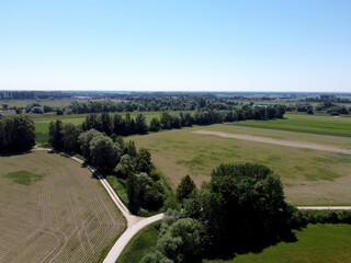 Sticker - Aerial view of an agricultural field and forest in Bavaria