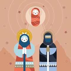 Sticker - holy family postcard