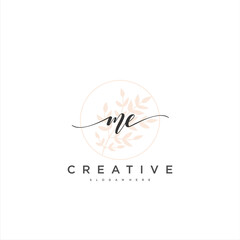 ME Initial handwriting minimalist geometric logo template vector art, Logo for business beauty, fashion, and other