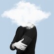 © BillionPhotos.com - Imagination. Dreaming. Contemporary art collage of human head in white cloud