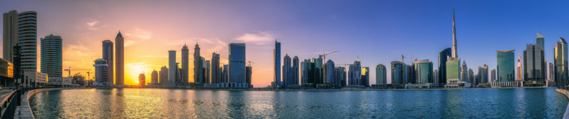 Wall Mural - Cityscape of Dubai and panoramic view of Business bay, UAE