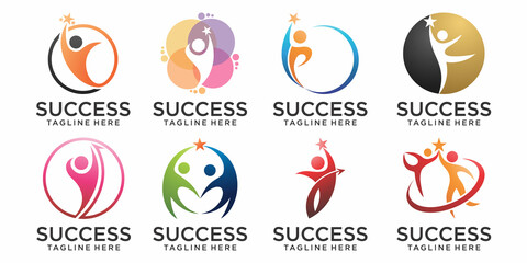 People logos vector design represents success, signs and symbols.