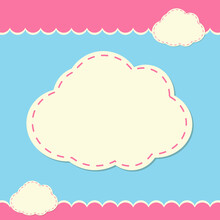 Children's Background With Sewn Clouds. Suitable For Social Media Posts, Covers, Wallpapers, Banners, Posters And Any Other Design Element. Vector Illustration.