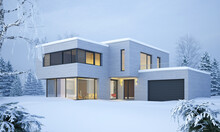 Modernes Haus In Winterlandschaft