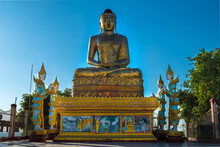 Sagaing, Myanmar - View Of A Golden Budhha Statue In A Temple In Sagaing