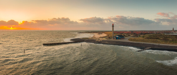 Wall Mural - beautiful sunset above the sea. westkapelle, zeeland, the netherlands.