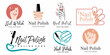 Nail salon icon set logo design manicure vector design nail polish and female finger logotype