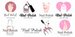 Nail art studio or nail polish icon set logo design template