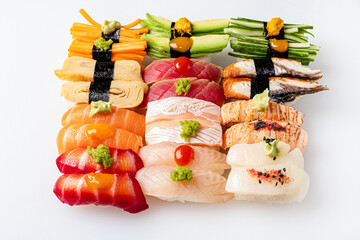 Wall Mural - nigiri on the white background