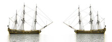 Two Licorne Ships On The Water - 3D Render