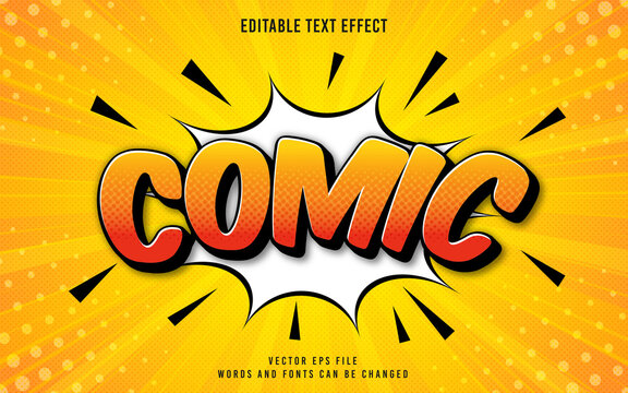 Editable 3d comic text effect and background