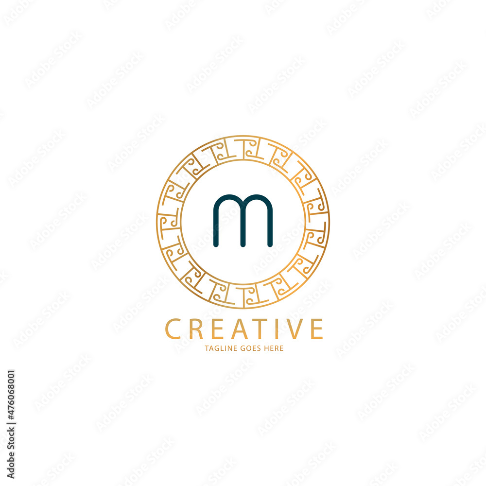 Initial Letter Vector Logo design with ancient greek circle border ...