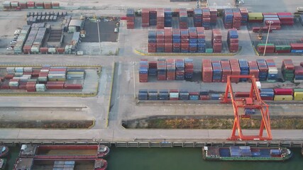 Wall Mural - container terminal in city