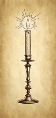 Wall Mural - Burning candle in a candlestick