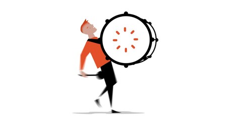 Poster - A vector illustration of a male marching with bass drum in 4K