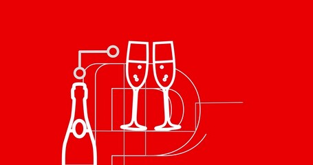 Poster - A vector illustration of party icons against the word PARTY in red background in 4K