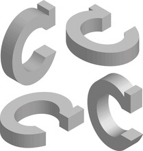 Isometric Letter C. Template For Creating Logos, Emblems, Monograms