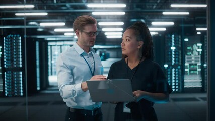 Aufkleber - Diverse Big Data Center: e-Business Enrepreneur and IT Engineer talk, Use Laptop, Monitoring Web Services, SAAS, Cloud Computing Facility, Performing Maintenance, Cyber Security, Server Infrastructure