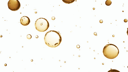 Golden bubbles on white background