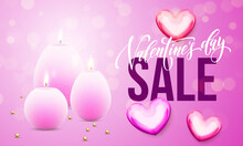 Valentine Sale Hearts Candles Vector Poster