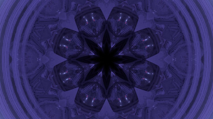 Wall Mural - 3D rendering of a purple kaleidoscopic pattern with a black flowerlike shape in the center