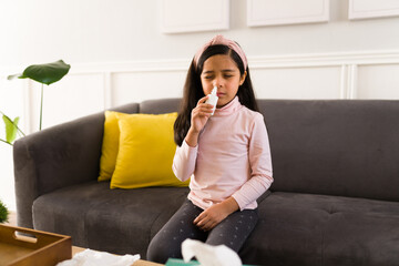 Wall Mural - Beautiful kid with respiratory problems