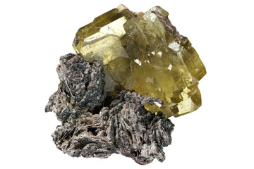 Wall Mural - baryte crystal on matrix from Cerro Warihuyn, Peru  isolated on white background