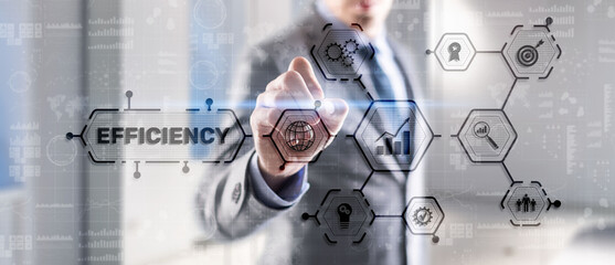 Wall Mural - efficiency. businessman presses the inscription on the virtual screen