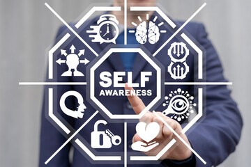self awareness, self-improvement and self development business concept. human resource management. f