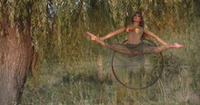 Amazing Gymnastics, Woman Is Doing A Split On A Hoop, Spinning, Dryad Cosplay 4k
