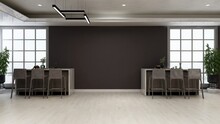 Cafe Bar 3d Interior Design For Company Wall Logo Mockup