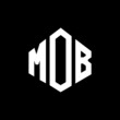 MOB letter logo design with polygon shape. MOB polygon and cube shape logo design. MOB hexagon vector logo template white and black colors. MOB monogram, business and real estate logo.