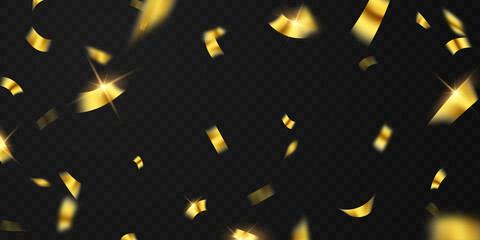 Wall Mural - Celebration background template with confetti and gold ribbons. luxury greeting rich card.