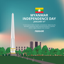 Myanmar Independence Day Background With The Situation At Independence Monument