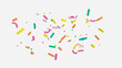 Colorful sprinkle falling 3d illustration