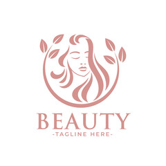 Wall Mural - Natural pink beauty woman feminine logo template